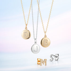 Disc Pendant with Pave Diamond Letter