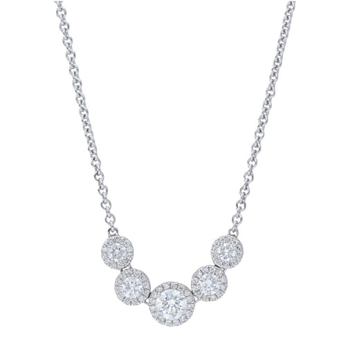 Five Stone Diamond Halo Necklace