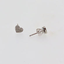 Load image into Gallery viewer, White Gold and Diamond Heart Earrings