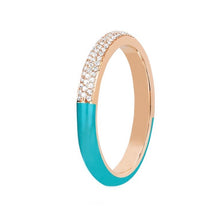 Load image into Gallery viewer, Two Tone Diamond and Turquoise Enamel Ring