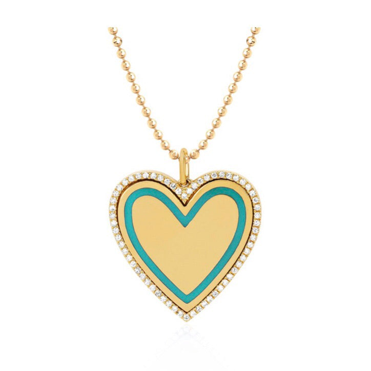 Gold Heart Enamel Necklace