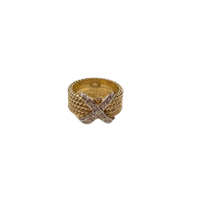 Load image into Gallery viewer, 14K Gold Estate Braded Ring With White Gold Diamond X