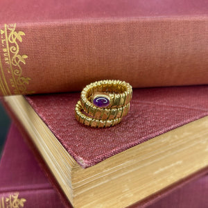 18k Yellow Gold Wrap Ring with Bezel Set Amethyst