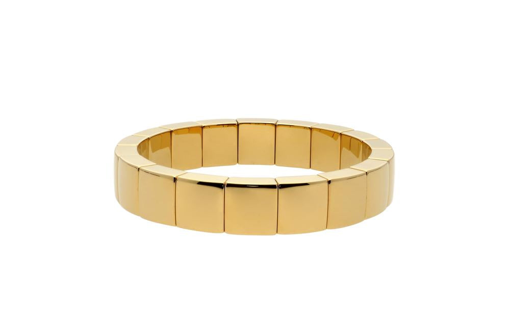18K Yellow Gold Overlay Square Stretch Bracelet