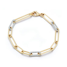 Load image into Gallery viewer, Mix Shape Paperclip Bracelet with 3 Diamond Station