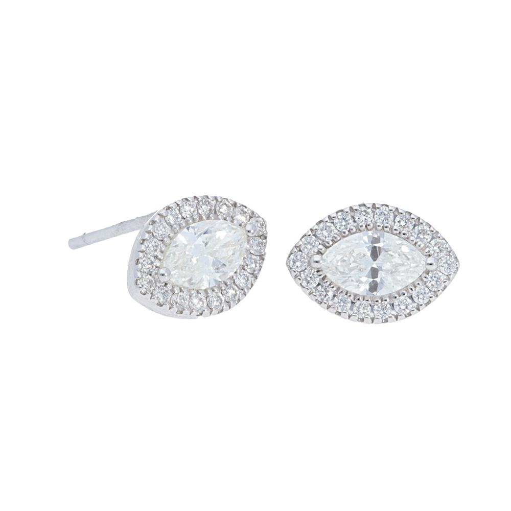 Marquise Diamond Halo Stud Earrings