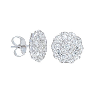 Diamond Flower Cluster Stud Earrings
