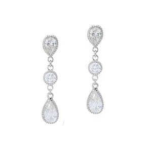 Bezel Set Pear Shape Diamond  Drop Earrings