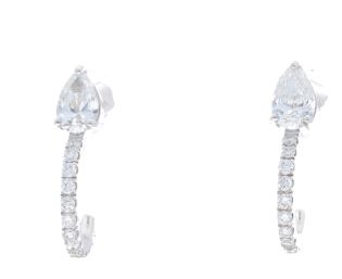 Pear Diamond Stud Earring with Pave Diamond