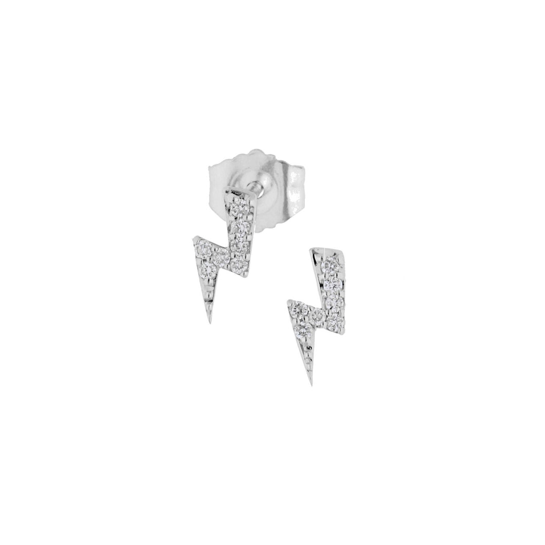 Mini Diamond Lightning Bolt Stud Earrings