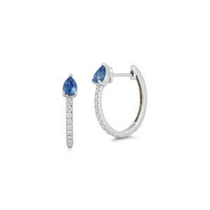 Diamond Huggie with Pear Blue Sapphire