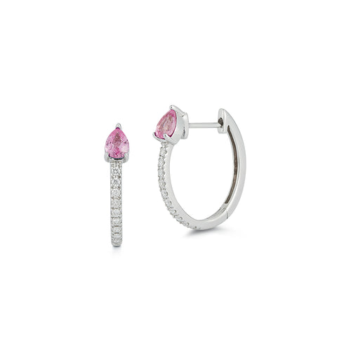 Diamond Huggie with Pear Pink Sapphire