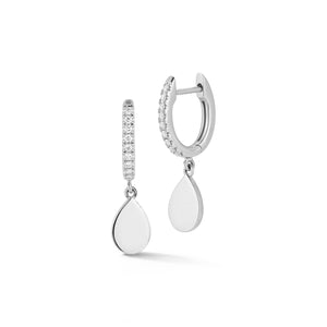 Diamond Huggie Earrings with Pear Drop
