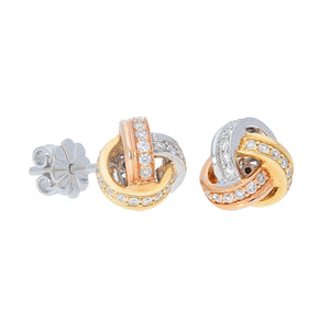 Pave Diamond Love Knot Stud Earrings