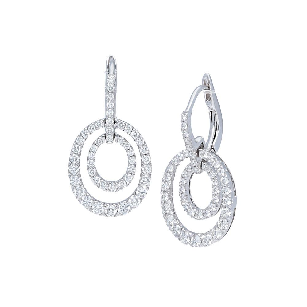 Double Pave Diamond Oval Drop Earrings