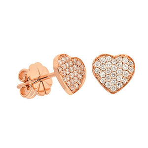 Pave Diamond Heart Stud Earrings
