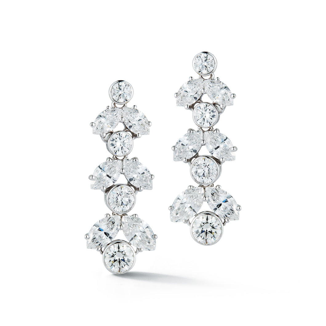 Marquise/Round Diamond Drop Earrings
