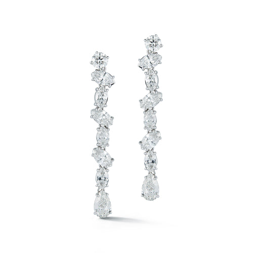 Multi-Shaped Diamond Linear Drop Earrings
