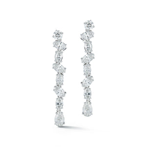Multi-Shaped Diamond Linear Drop Earrings