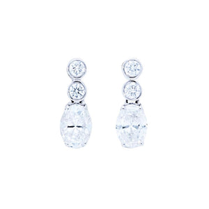 Oval Diamond with Double Bezel Stud Earrings