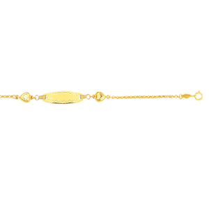 14kt Puffed Heart ID Bracelet with Lobster Clasp