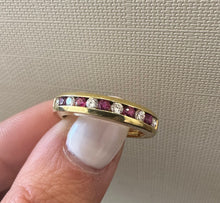 Load image into Gallery viewer, 18k Yellow Gold Ruby and Diamond Channel Set Ring