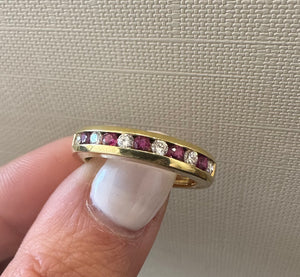 18k Yellow Gold Ruby and Diamond Channel Set Ring