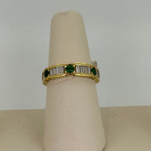 Load image into Gallery viewer, 18k Yellow Gold Emerald &amp; Baguette Diamond Ring