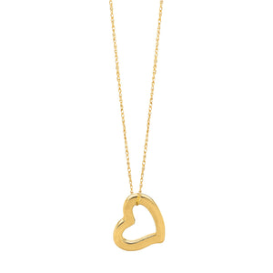 14kt yellow gold open heart necklace