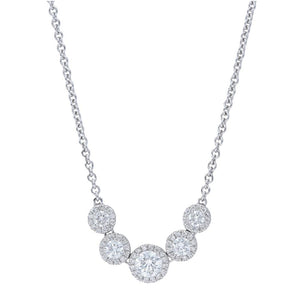 Five Stone Diamond Halo Necklace