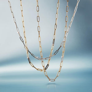 Lightweight Paperclip Chain with 3 Diamond Section
