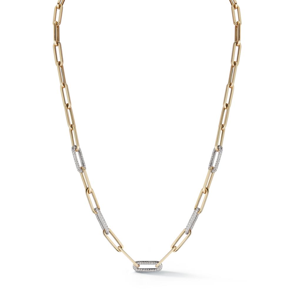 Lightweight Paperclip Chain with 5 Diamond Section