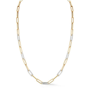 Paperclip Chain with 7 Pave Diamond Links