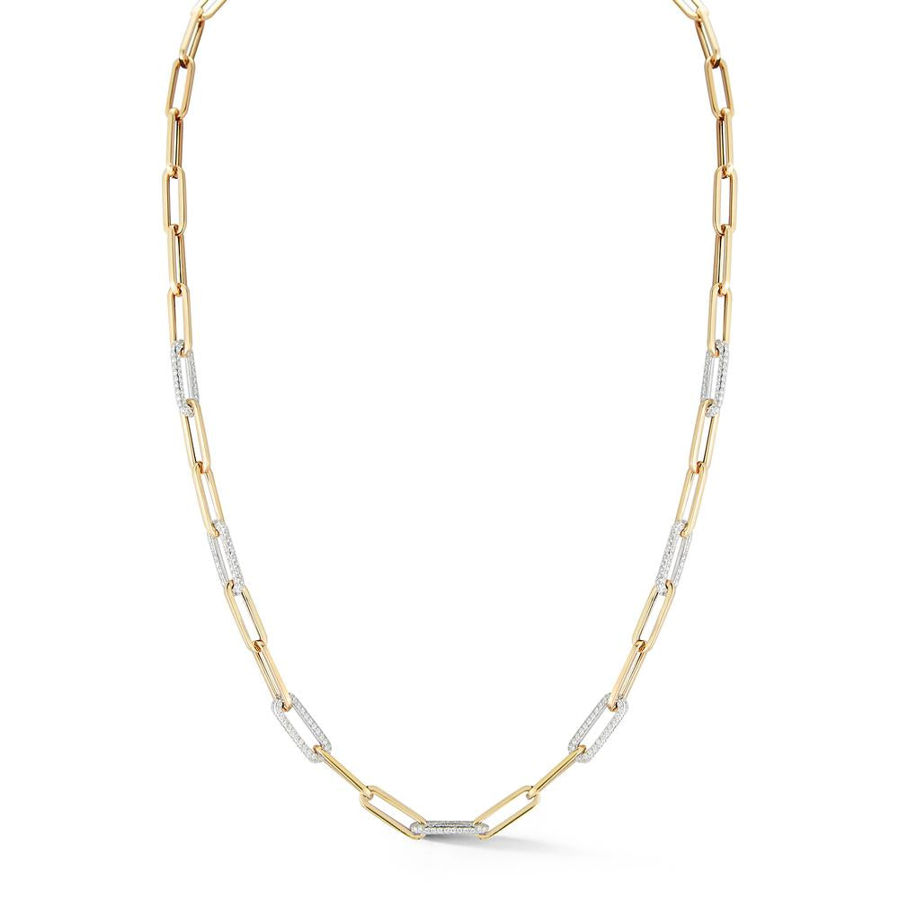Paperclip Chain with 7 Pave Diamond Links