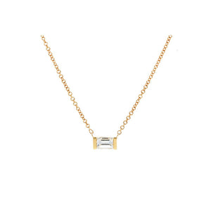 Straight Baguette Diamond Bezel Necklace