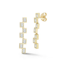 Load image into Gallery viewer, Scattered Bezel Diamond Bar Drop Stud Earrings