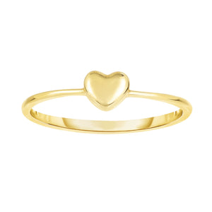 14kt Yellow Gold 4-1.4mm Shiny Square Tube Puff Heart Top Fancy Ring