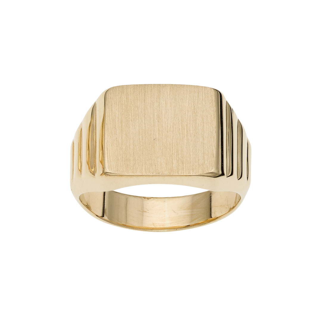 14kt Gold Size-7 Yellow Finish 11x12x0.5mm Matte Square Ring
