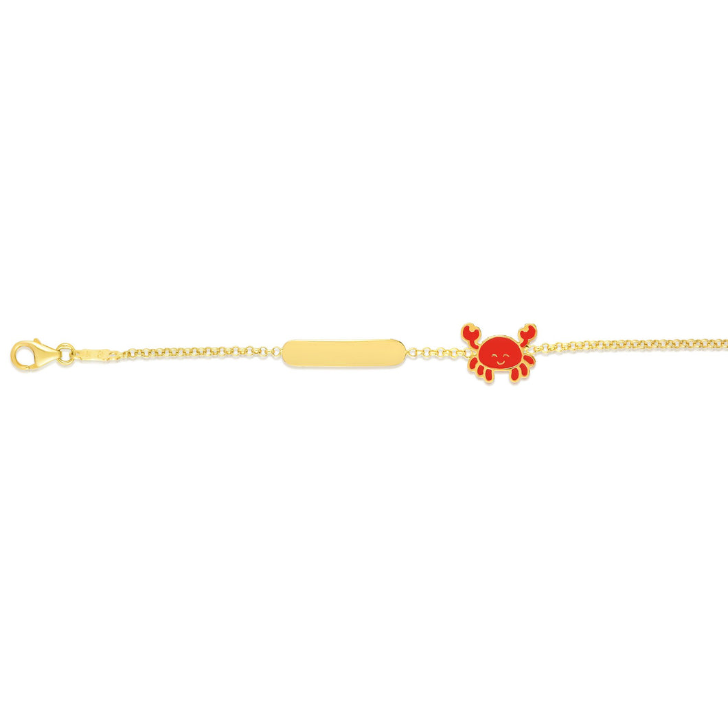 14kt gold ID bracelet with crab