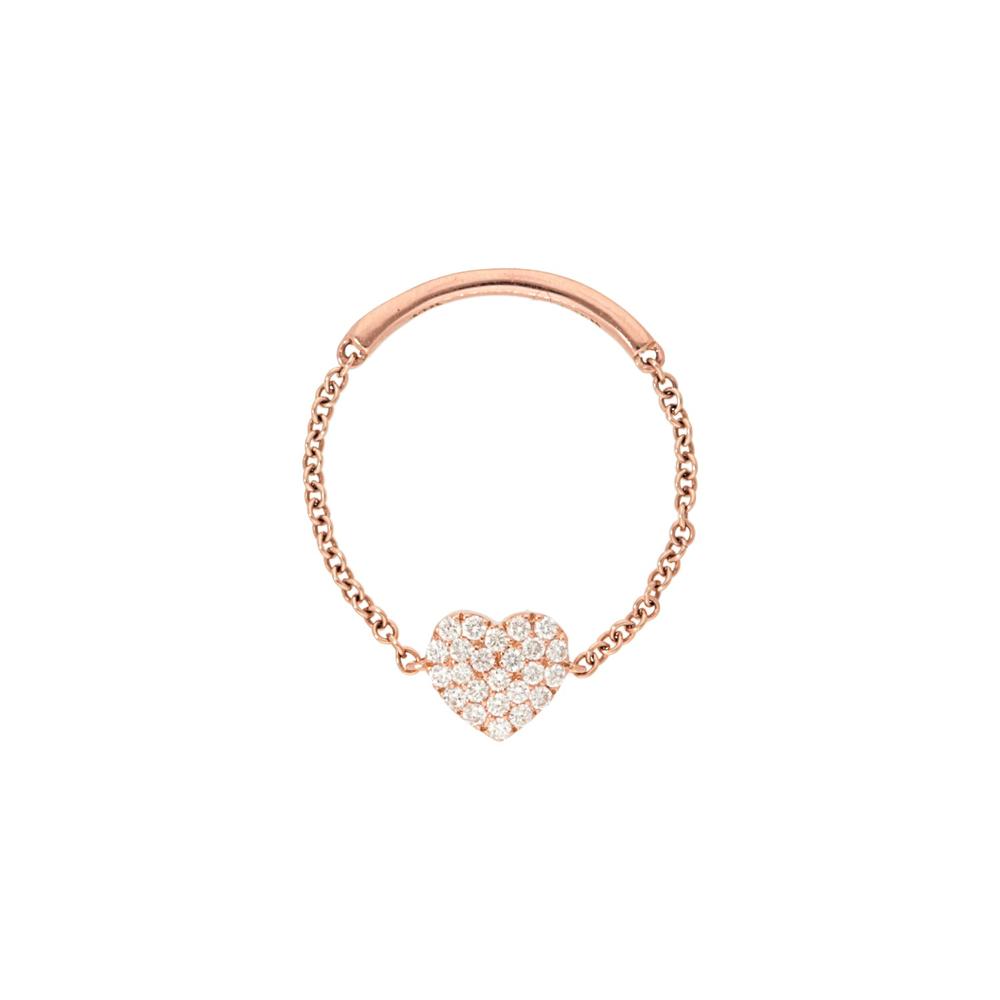 Pave Diamond Heart Shape Chain Ring