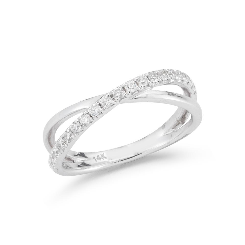 9ct white store gold crossover ring