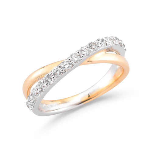 Pave Diamond and Polished Crossover Ring