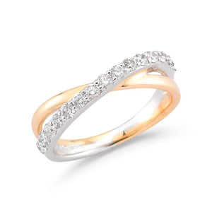 Pave Diamond and Polished Crossover Ring