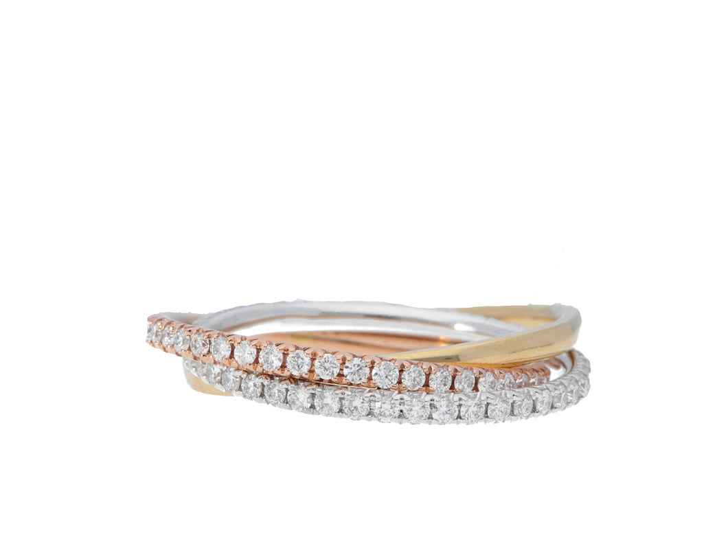 Interlocking Pave Diamond And Polished Gold Ring