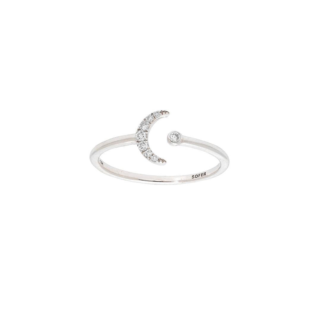 Tiny Moon Pave Diamond Ring