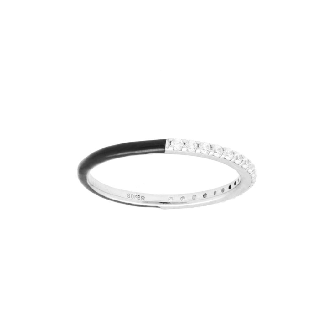 Black Enamel and Diamond Stackable Band