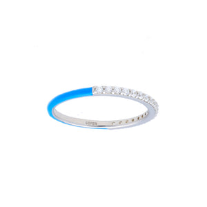 Blue Enamel and Diamond Stackable Band
