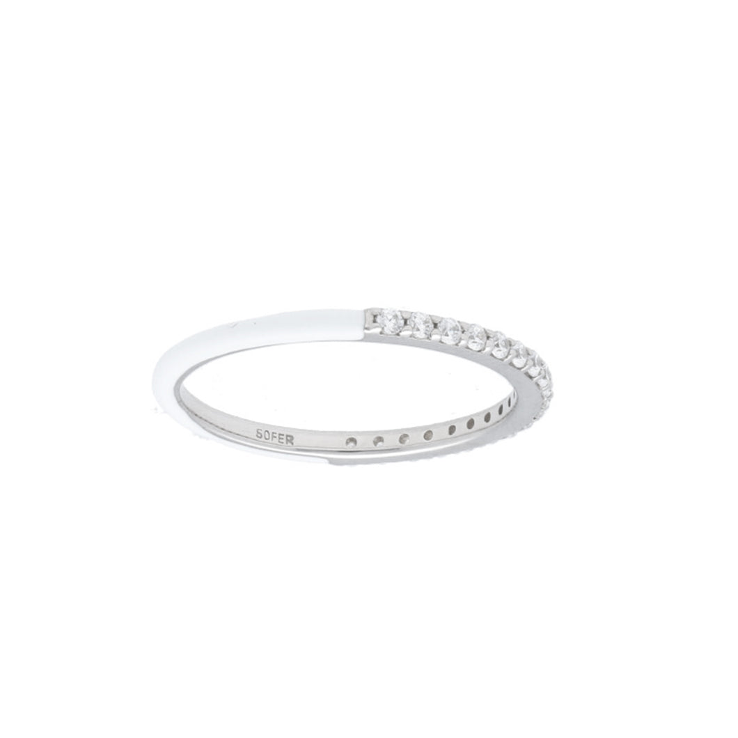 White Enamel and Diamond Stackable Band