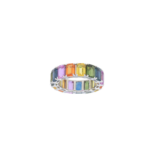 Rainbow Multi Color Baguette Ring