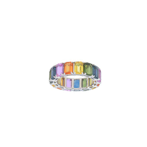 Rainbow Multi Color Baguette Ring